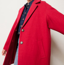 manteau tendance oversize modèle GUS rouge rose avec laine doublé satiné ETAM 38