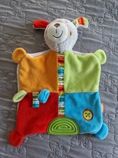 Doudou Grelot Plat Chien Lapin Orange Vert Bleu Rouge Anneau BABYSUN TTBE