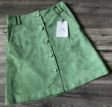 PS Paul Smith Vert Chèvre Cuir Daim Patineuse Jupe Taille UK 6 Détail BNWT