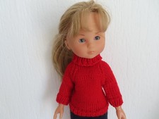 DERNIER vetement pour poupée  les chéries 33 cm pull col roulé rouge fait main