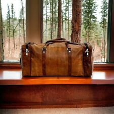 Sac en cuir bagage de voyage sac de sport noir week-end gym nuit véritable vi...