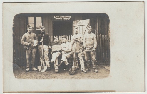 Carte photo poilus devant - poilus,