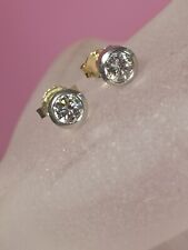 Puce D'oreilles Or 14 Carats Diamant Pour 0.50cts