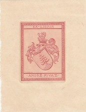 Exlibris Livre D'Art Radierung Fernand James Junod 1872-1953 Blason Fivaz