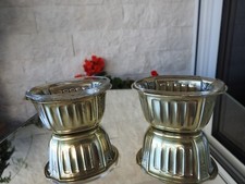 ANCIEN SALERON EN LAITON+VERRINE POT CONDIMENTS SALIERE SEL DECO DE TABLE