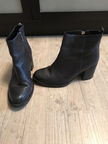 Bottines cuir texto bleu - bottines,