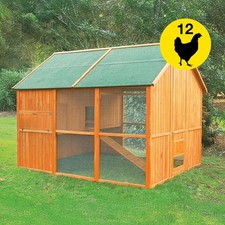 Poulailler Norway bois avec volière et nid de ponte - résistant aux intempéri...