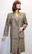 BURBERRY'S Vintage 80s plaid brown suit 100% cotton 12UK 8US made in England