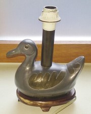 pied de lampe Canard. vintage. Canard En Étain, Socle En Bois