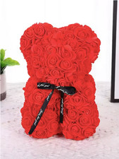 Ours En Rose Eternelle Artificielle Rouge Nounours Cadeau Saint Valentin couple