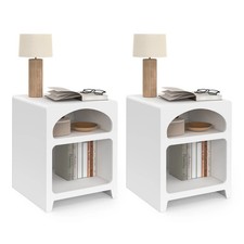Lot de 2 tables de chevets organiques ALESIA bois blanc 2 niches