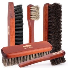 Lot de brosses à chaussures - Brosse à chaussures en crin de cheval souple - ...