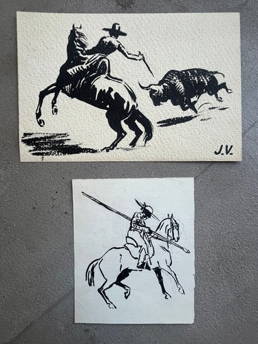Deux dessins encre - deux, papier
