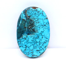 Certifié 51 CT Naturel Toile D'Araignée Bleu Turquoise non Traité Ovale Perdre