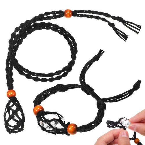 2pcs black woven rope - woven, crystal