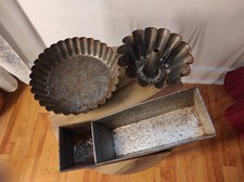 Lot de 4 moules a gateaux décorés vintage, déco champetre rurale