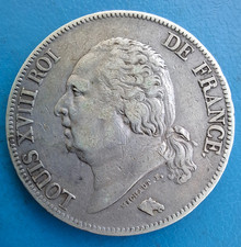 Louis XVIII , écu de 5 francs argent 1823 W Lille