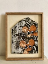 Hervé Maury Tableau figurant 2 Souris , travail contemporain Huile Sur Linoléum