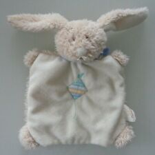*. DOUDOU PLAT MARIONNETTE BENGY LAPIN ECRU BEIGE ECHARPE BLEU CERF VOLANT TTBE