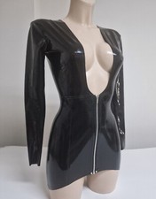 Latex dress Cleavage Robe Courte en Latex noir Small Medium S - M 36 38 Rubber