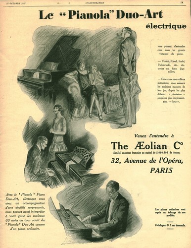 Publicité ancienne pianola - ancienne,