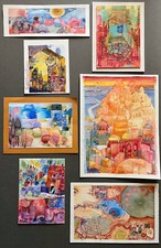 Lot de 7 tableaux aquarelles