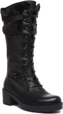 REFRESH 69299 Femme Lacet Genou Bottes avec Côté à Tirette Noir Taille UK 3 - 8
