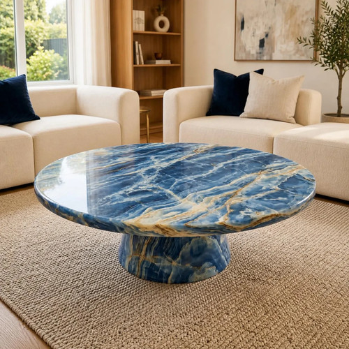 Blue onyx coffee table - blue,