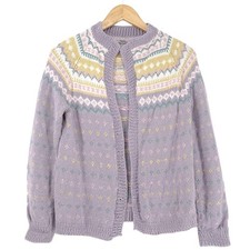 Pull Vintage Nordique Norvégien Violet Fair Isle En Laine Femme Taille S