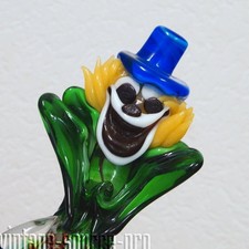 noble ancienne statuette en verre de clown cirque de Murano coloré 21,5 cm vi...