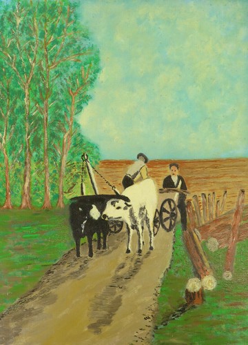 Vieux tableau style naïf - tableau,