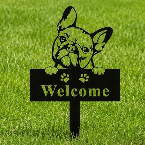 Plaque bienvenue fer - de, en