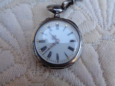 ARGENT 800 - MONTRE À GOUSSET ET CHAÎNE CHÂTELAINE - POUR DAME - POINÇON CRABE