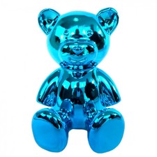 Statue ours en résine bleu
