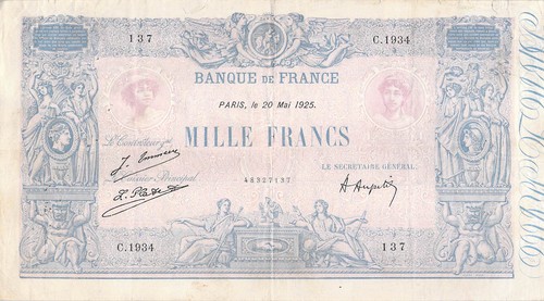 France 1000 francs rose - 1000,