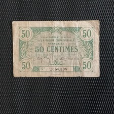 AFRIQUE ÉQUATORIALE FRANÇAISE: 50 Centimes ND 1917, Pick 1a Sign 1, TB+/F+ 🔥