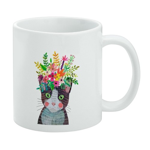 Intense cat with flower - intense,