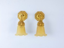 Paire d'Appliques En Bronze Doré Ciselé Et Laiton, style Louis XVI, années 1950