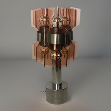 Lampe Veca Fontana Arte Verre Fumé Rose Orange Vintage 60s Rare Italie Space Age