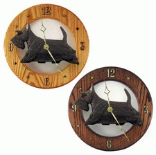 Horloge En Bois Scottish Terrier Brindle