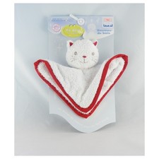 Doudou plat chat blanc rouge Doumou de bain SUCRE D'ORGE - 10181
