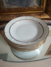 6 Assiettes Creuses Porcelaine Blanche Et Or Chatres /Cher  Limoges