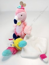 Peluche/Doudou Pantin Mouchoir Flamant Rose Bleu Tropicool - Doudou Et Compagnie