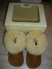 * UGG * BOTTINES DOUBLÉES EN DAIM MARRON BEIGE PEAU DE MOUTON POINTURE 0 - 8 mois
