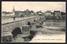 CPA Selles-sur-Cher, Vue générale du pont et du village 