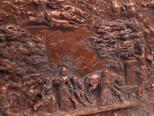 Ancien bas relief époque XIXe " scène de chasse champêtre" en bronze