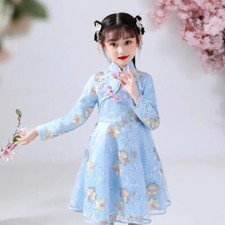 Bébé Fille Qipao Robe Princesse Bal Floral Qipao Broderie Chinois Neuf An