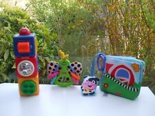 LOT EVEIL CUBES HOCHET LIVRE TISSU CHIEN  GRELOT FISHER PRICE