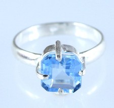 Bague De Mariage Pour Femme En Jeremejevite Bleu Octogonal Certifié De 7,70 Ct
