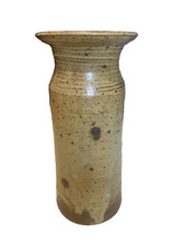 Vase en grès pyrité à coulures signé GRM céramique poterie vintage potier